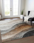 LOOMLAN Rugs Alora Brown Washable Indoor-Outdoor Rug