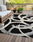LOOMLAN Rugs Aloura Black Washable Indoor-Outdoor Rug