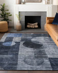 LOOMLAN Rugs Amara Navy Washable Indoor-Outdoor Rug