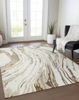 LOOMLAN Rugs Aureva Ivory Washable Indoor-Outdoor Rug