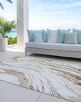 LOOMLAN Rugs Aureva Ivory Washable Indoor-Outdoor Rug