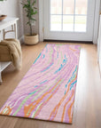 LOOMLAN Rugs Aureva Pink Washable Indoor-Outdoor Rug
