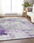 LOOMLAN Rugs Braeain Purple Washable Indoor-Outdoor Rug