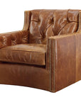 Brandy Grain Brown Leather Large Swivel Chair - LOOMLAN - Uptown Sebastian - Club Chairs