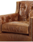 Brandy Grain Brown Leather Large Swivel Chair - LOOMLAN - Uptown Sebastian - Club Chairs
