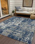 LOOMLAN Rugs Caelan Blue Washable Indoor-Outdoor Rug