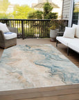LOOMLAN Rugs Caelanor Teal Washable Indoor-Outdoor Rug