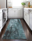 LOOMLAN Rugs Caelion Teal Washable Indoor-Outdoor Rug