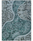 LOOMLAN Rugs Carmina Teal Washable Indoor-Outdoor Rug