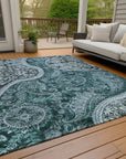 LOOMLAN Rugs Carmina Teal Washable Indoor-Outdoor Rug