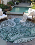 LOOMLAN Rugs Carmina Teal Washable Indoor-Outdoor Rug