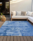 LOOMLAN Rugs Cassiva Navy Washable Indoor-Outdoor Rug