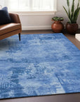 LOOMLAN Rugs Cassiva Navy Washable Indoor-Outdoor Rug