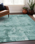 LOOMLAN Rugs Cassiva Teal Washable Indoor-Outdoor Rug