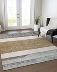 LOOMLAN Rugs Chantissa Brown Washable Indoor-Outdoor Rug