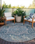 LOOMLAN Rugs Clarina Blue Washable Indoor-Outdoor Rug