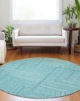 LOOMLAN Rugs Clayra Teal Washable Indoor-Outdoor Rug