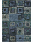 LOOMLAN Rugs Cora Blue Washable Indoor-Outdoor Rug
