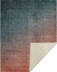 Ombre Teal Washable Indoor-Outdoor Rug