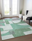 LOOMLAN Rugs Daeel Green Washable Indoor-Outdoor Rug