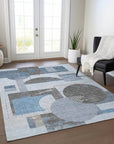 LOOMLAN Rugs Daeon Blue Washable Indoor-Outdoor Rug