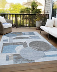 LOOMLAN Rugs Daeon Blue Washable Indoor-Outdoor Rug