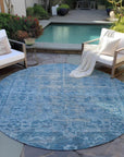 LOOMLAN Rugs Delaura Blue Washable Indoor-Outdoor Rug