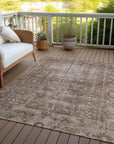 LOOMLAN Rugs Delaura Brown Washable Indoor-Outdoor Rug