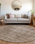 LOOMLAN Rugs Delaura Brown Washable Indoor-Outdoor Rug