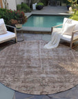 LOOMLAN Rugs Delaura Brown Washable Indoor-Outdoor Rug