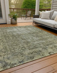 LOOMLAN Rugs Delaura Green Washable Indoor-Outdoor Rug