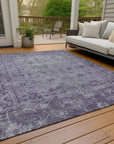 LOOMLAN Rugs Delaura Purple Washable Indoor-Outdoor Rug