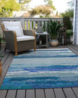 LOOMLAN Rugs Dervika Blue Washable Indoor-Outdoor Rug