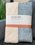 Parallel Bands Blue Washable Indoor-Outdoor Rug