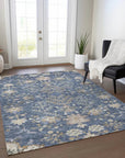 LOOMLAN Rugs Doris Blue Washable Indoor-Outdoor Rug