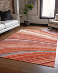 Waves Terracotta Washable Indoor-Outdoor Rug -- view 5