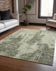 LOOMLAN Rugs Ebonelle Green Washable Indoor-Outdoor Rug