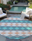 LOOMLAN Rugs Eira Teal Washable Indoor-Outdoor Rug