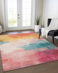 LOOMLAN Rugs Elanisse Pink Washable Indoor-Outdoor Rug