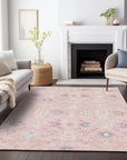LOOMLAN Rugs Elara Pink Washable Indoor-Outdoor Rug