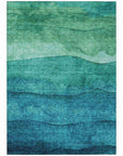 LOOMLAN Rugs Elien Teal Washable Indoor-Outdoor Rug