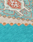 LOOMLAN Rugs Elira Teal Washable Indoor-Outdoor Rug