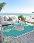 LOOMLAN Rugs Elira Teal Washable Indoor-Outdoor Rug