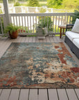 LOOMLAN Rugs Elon Blue Washable Indoor-Outdoor Rug