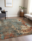 LOOMLAN Rugs Elon Blue Washable Indoor-Outdoor Rug