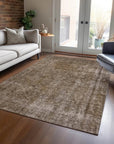LOOMLAN Rugs Emberith Brown Washable Indoor-Outdoor Rug