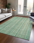 LOOMLAN Rugs Emberith Teal Washable Indoor-Outdoor Rug