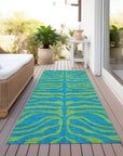 LOOMLAN Rugs Fernelle Teal Washable Indoor-Outdoor Rug