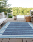 LOOMLAN Rugs Graphyne Blue Washable Indoor-Outdoor Rug