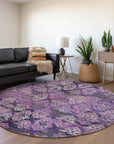 LOOMLAN Rugs Helissa Purple Washable Indoor-Outdoor Rug
